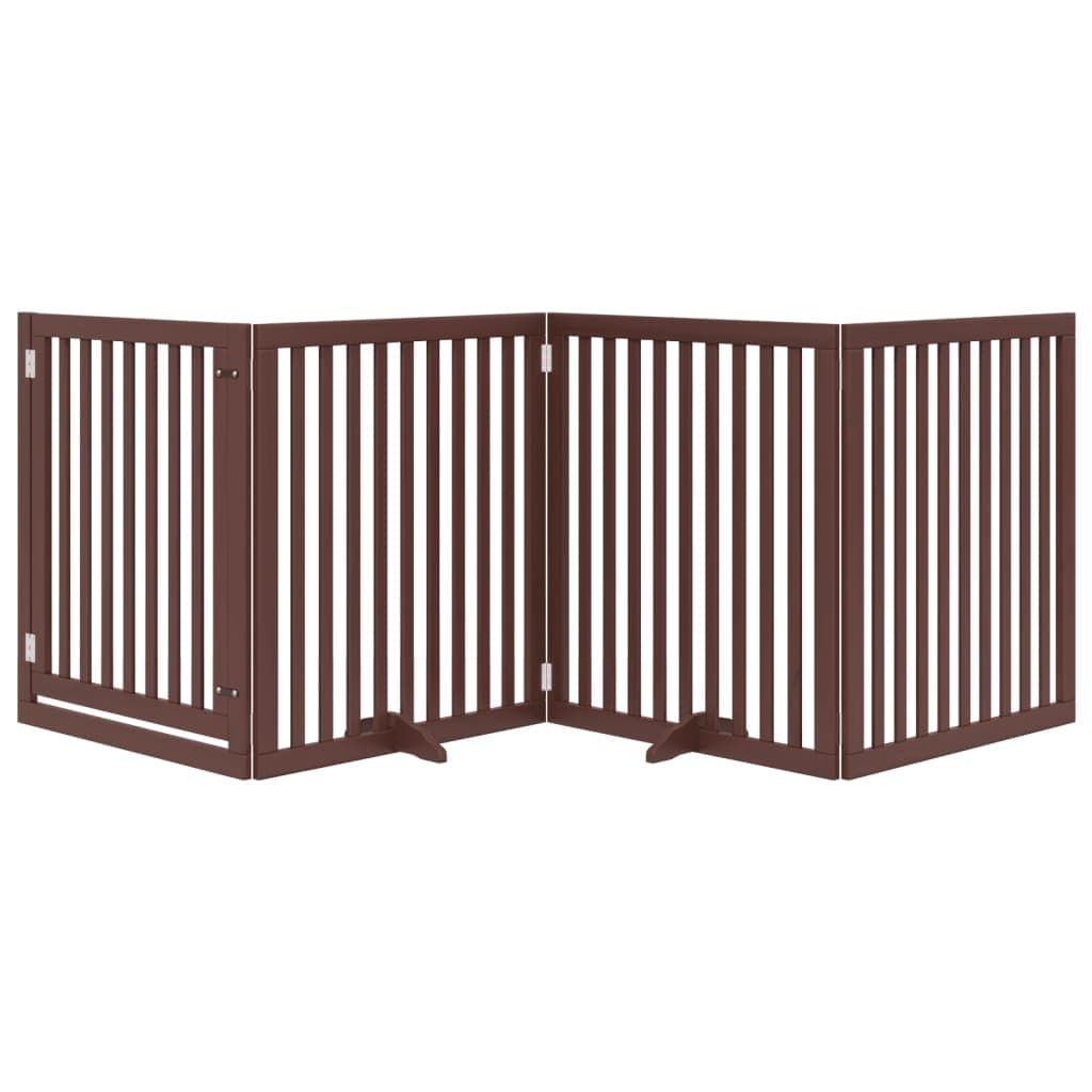 Cancello Cani Porta Pieghevole Marrone 4 Pannelli 320cm Pioppo — miniatura 3 di 10