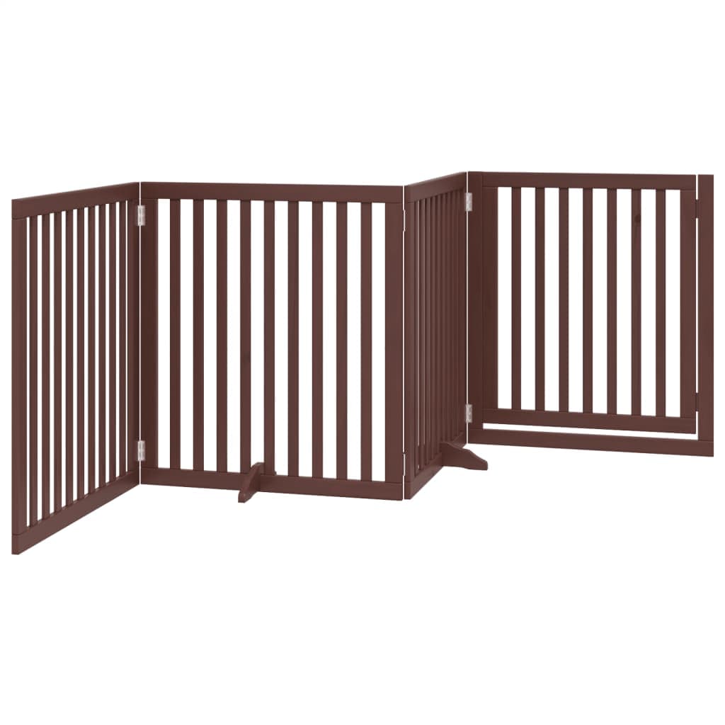 Cancello Cani Porta Pieghevole Marrone 4 Pannelli 320cm Pioppo — miniatura 5 di 10