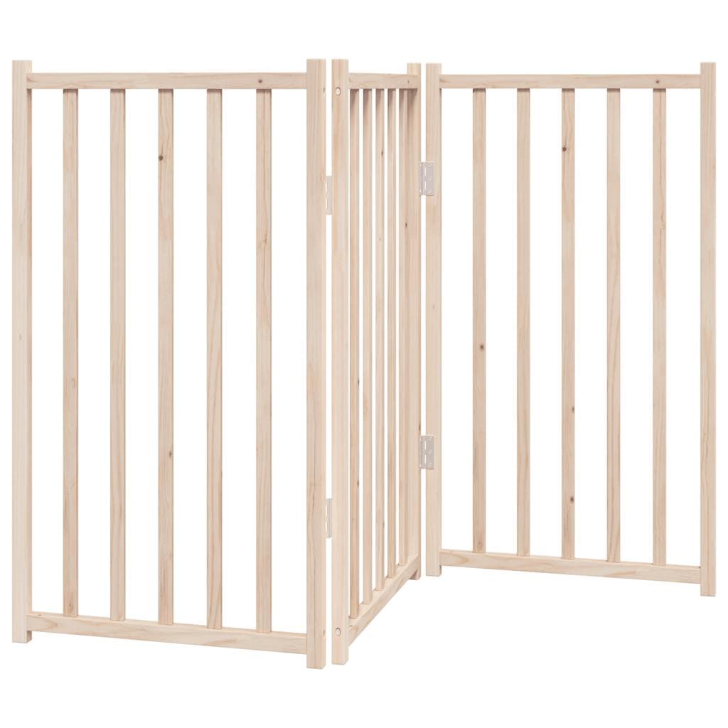 Cancelletto per cani pieghevole a 3 pannelli 150 cm in legno massello di abete — miniatura 2 di 8