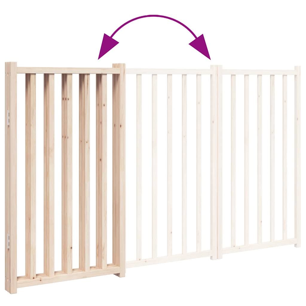 Cancelletto per cani pieghevole a 3 pannelli 150 cm in legno massello di abete — miniatura 6 di 8