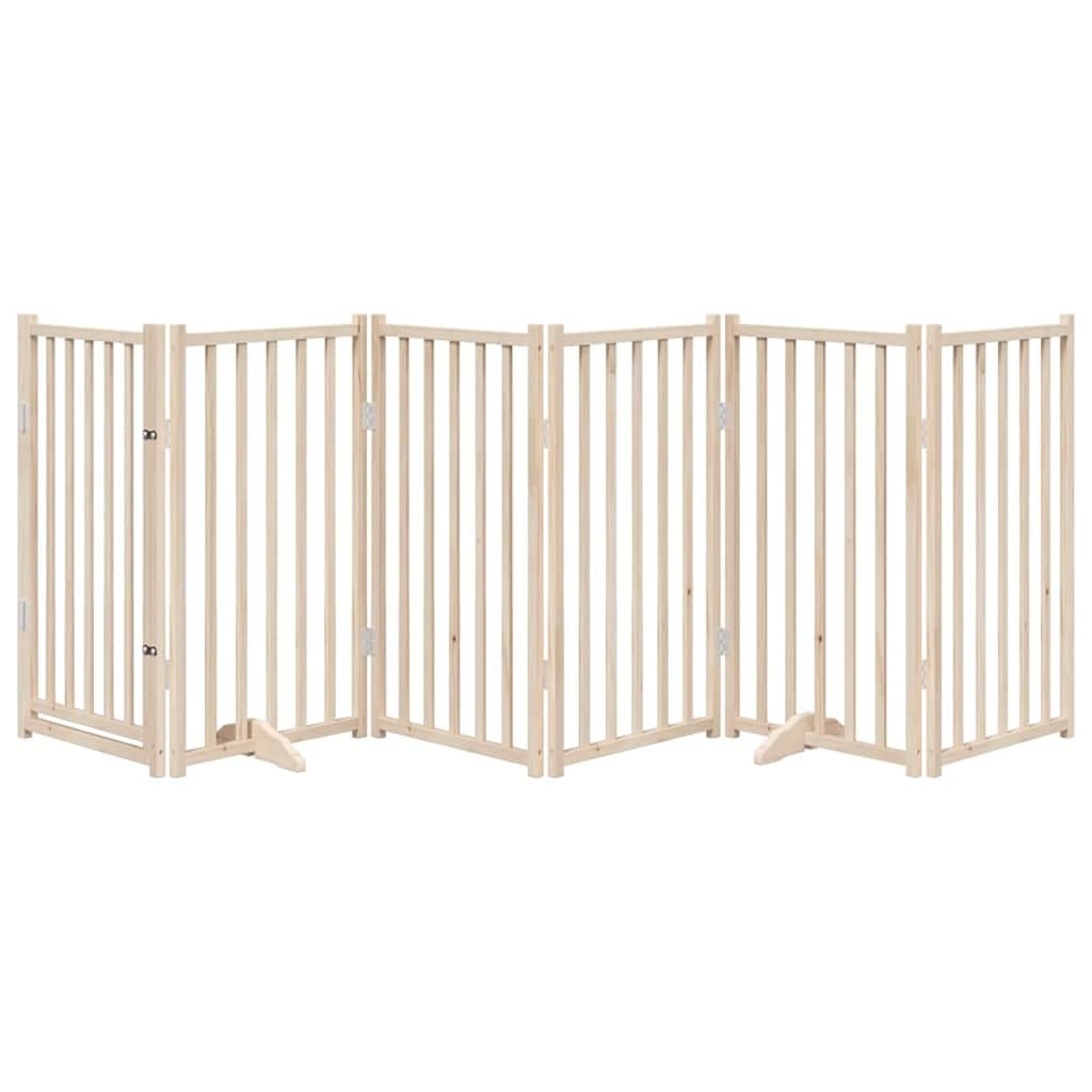 Cancelletto per cani con porta pieghevole 6 pannelli 300 cm in legno massello di abete — miniatura 3 di 10