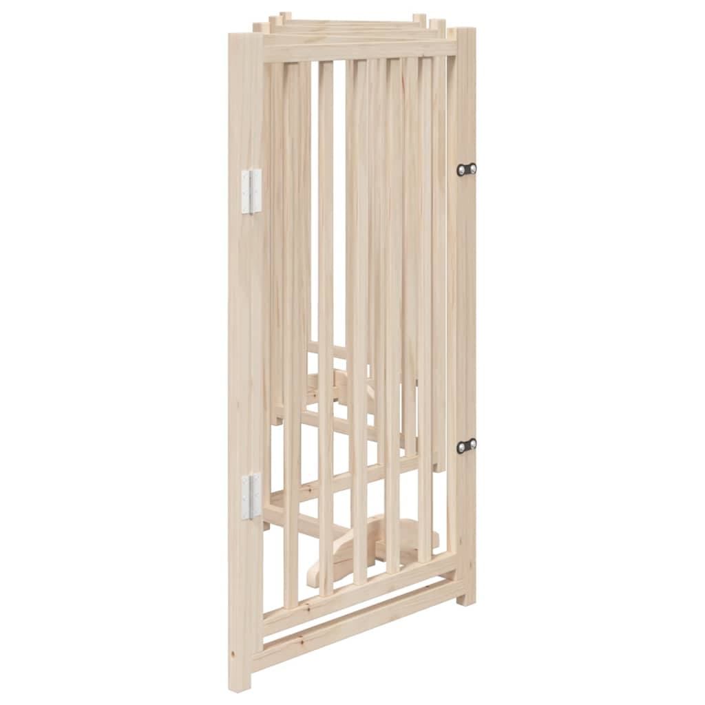 Cancelletto per cani con porta pieghevole 6 pannelli 300 cm in legno massello di abete — miniatura 4 di 10