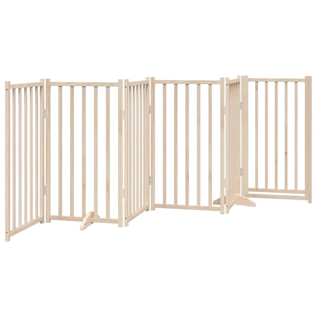 Cancelletto per cani con porta pieghevole 6 pannelli 300 cm in legno massello di abete — miniatura 5 di 10