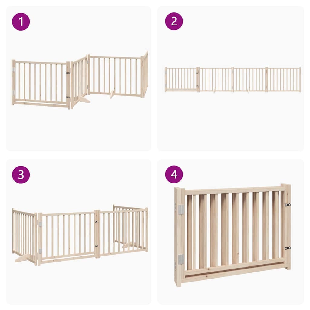 Cancello Cani Porta Pieghevole 4 Pannelli 320 cm Massello Abete — miniatura 6 di 10