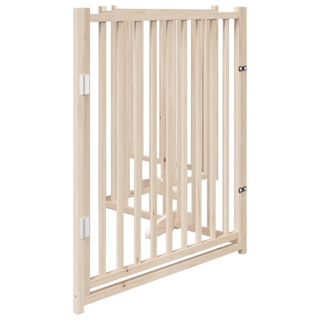 Cancelletto per cani con porta pieghevole 4 pannelli 320 cm in legno massello di abete — miniatura 4 di 10