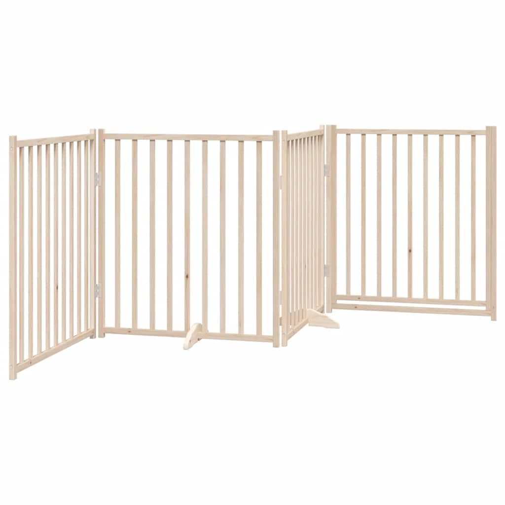 Cancelletto per cani con porta pieghevole 4 pannelli 320 cm in legno massello di abete — miniatura 5 di 10