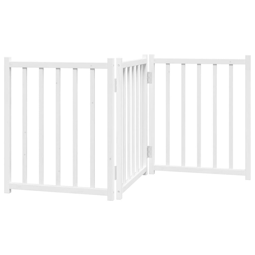 Cancello Cani Pieghevole 3 Pannelli Bianco 150cm Massello Abete — miniatura 2 di 8