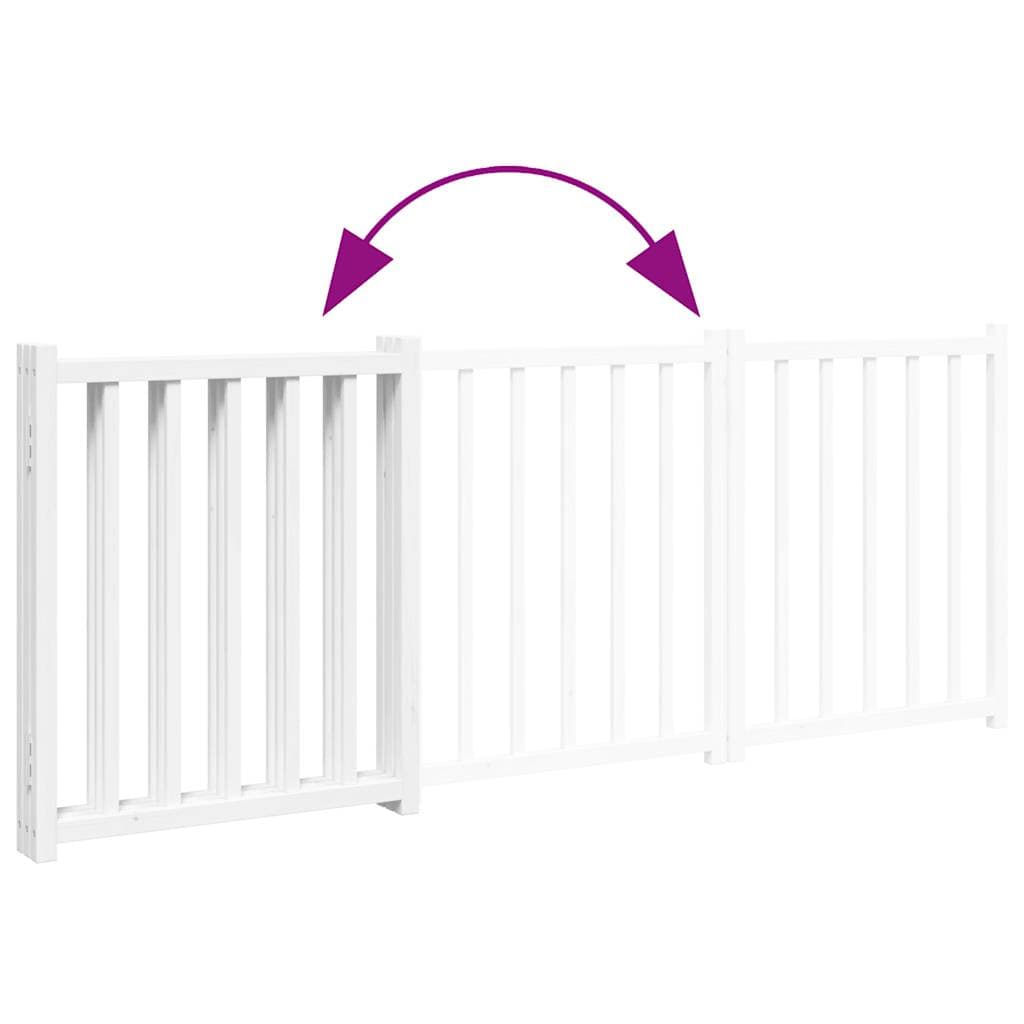 Cancello Cani Pieghevole 3 Pannelli Bianco 150cm Massello Abete — miniatura 6 di 8