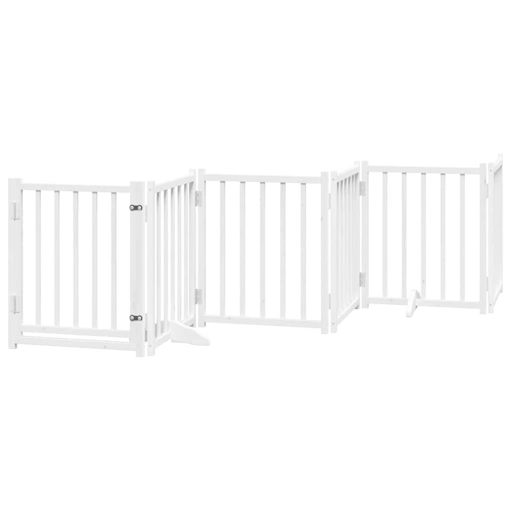 Cancello Cani Pieghevole Bianco 6 Pannelli 300cm Massello Abete — miniatura 2 di 10