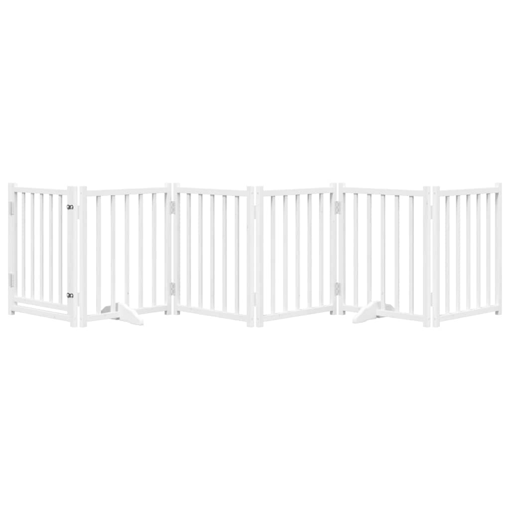 Cancello Cani Pieghevole Bianco 6 Pannelli 300cm Massello Abete — miniatura 3 di 10
