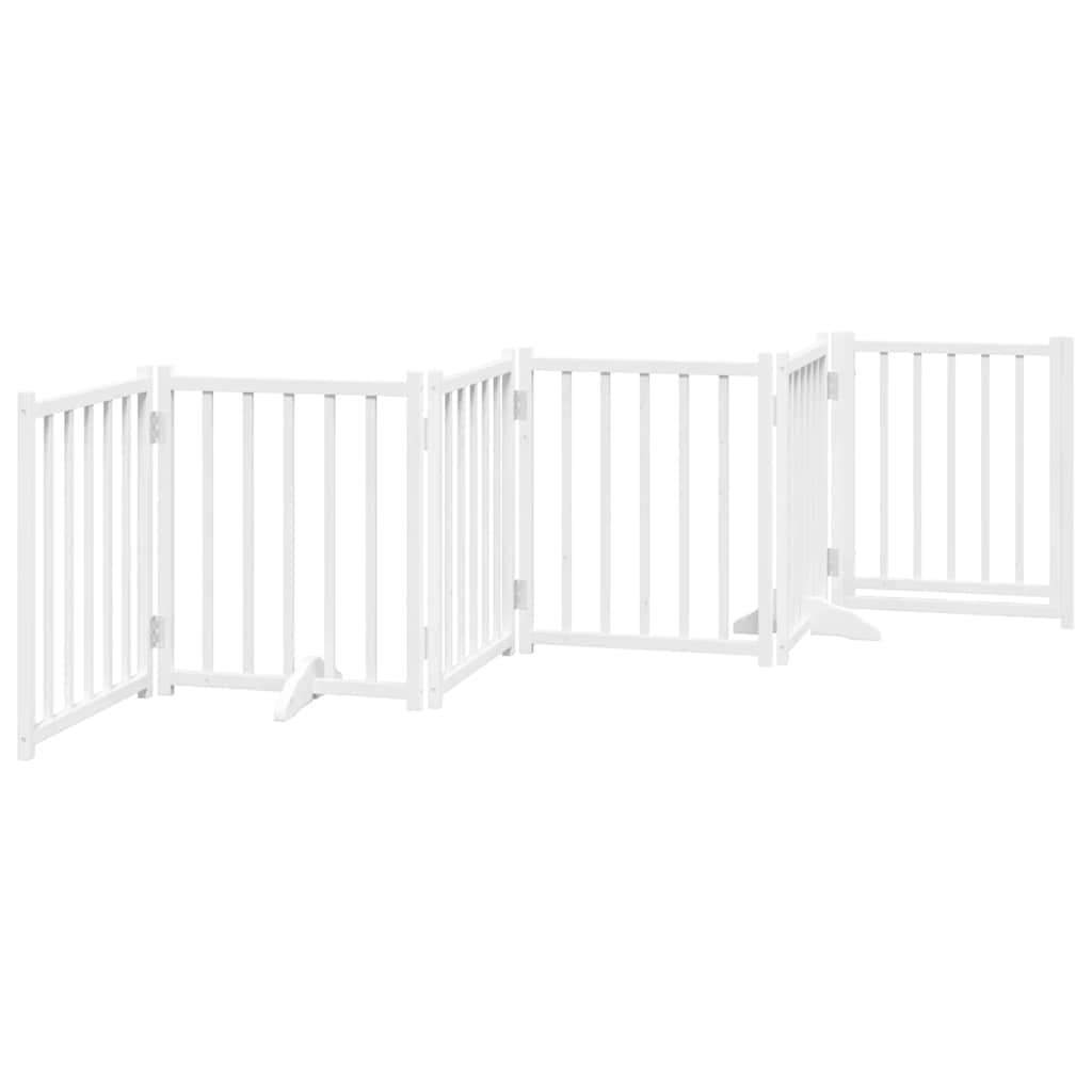 Cancello Cani Pieghevole Bianco 6 Pannelli 300cm Massello Abete — miniatura 5 di 10