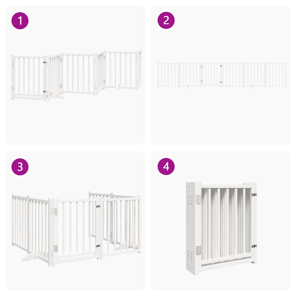 Cancello Cani Pieghevole Bianco 6 Pannelli 300cm Massello Abete — miniatura 6 di 10