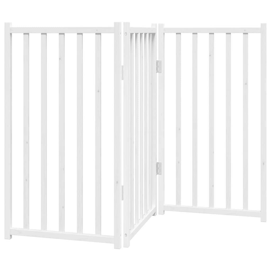 Cancello Cani Pieghevole 3 Pannelli Bianco 150cm Massello Abete — miniatura 5 di 8