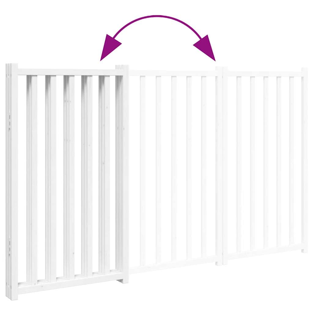 Cancello Cani Pieghevole 3 Pannelli Bianco 150cm Massello Abete — miniatura 6 di 8