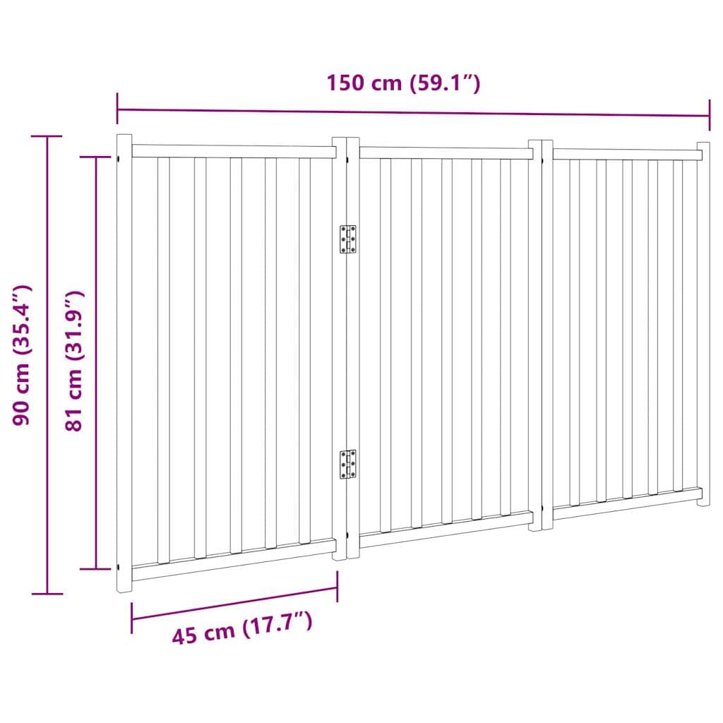 Cancello Cani Pieghevole 3 Pannelli Bianco 150cm Massello Abete — miniatura 8 di 8