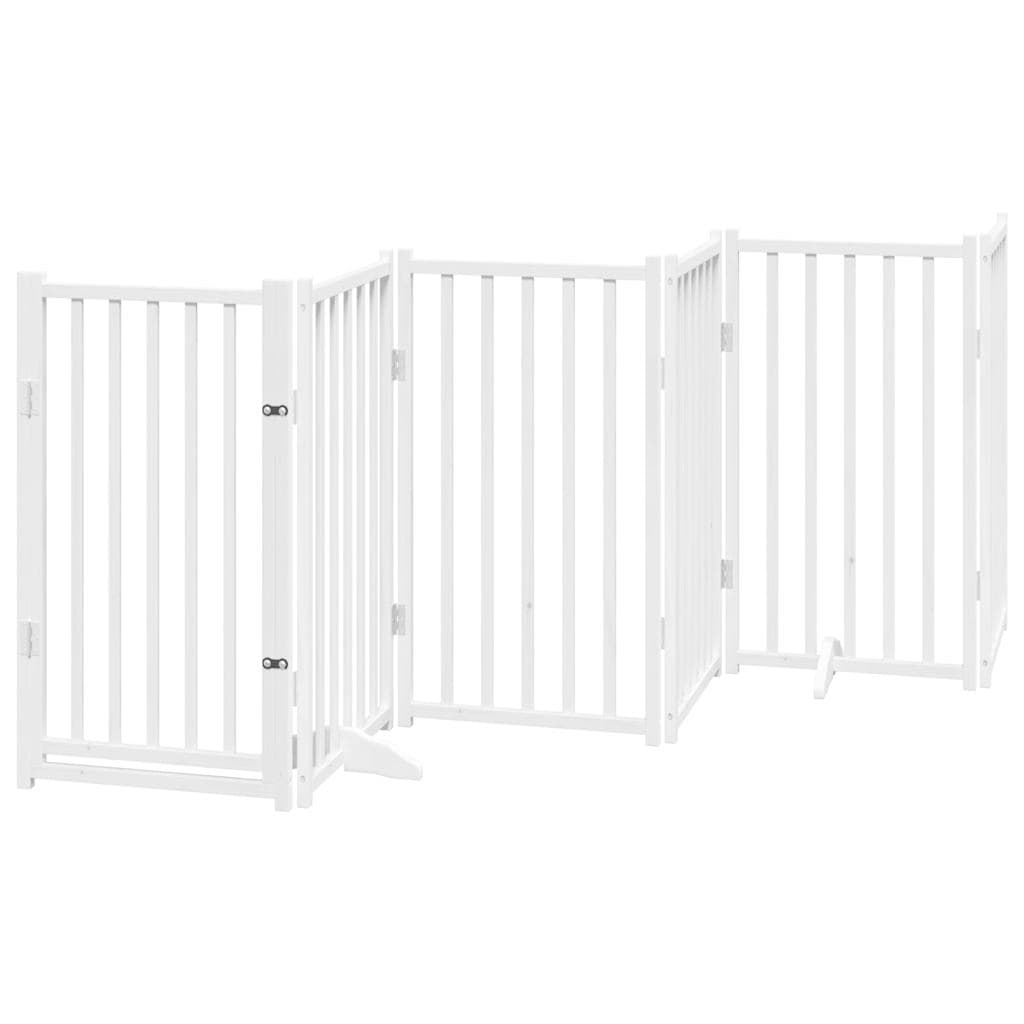 Cancello Cani Pieghevole Bianco 6 Pannelli 300cm Massello Abete — miniatura 2 di 10