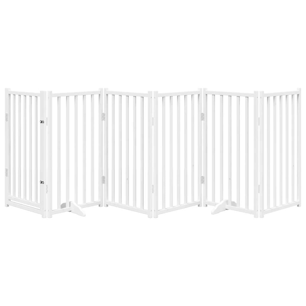 Cancello Cani Pieghevole Bianco 6 Pannelli 300cm Massello Abete — miniatura 3 di 10