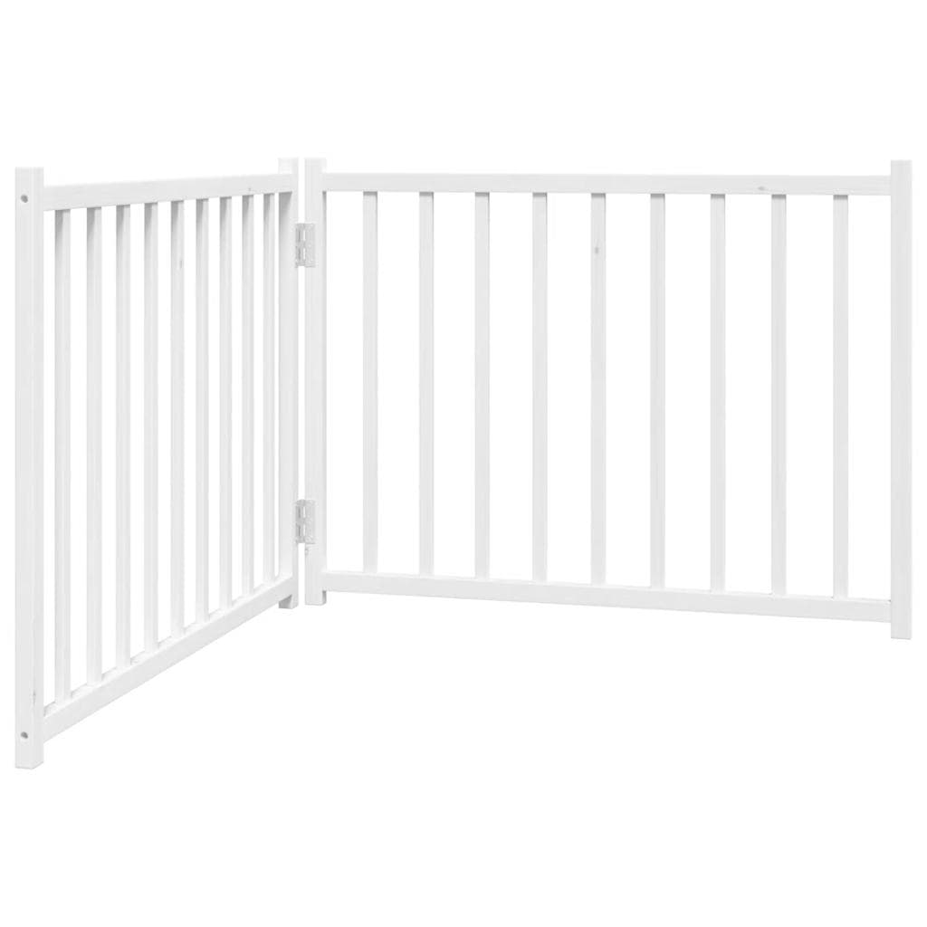 Cancello Cani Pieghevole 2 Pannelli Bianco 160cm Massello Abete — miniatura 2 di 8