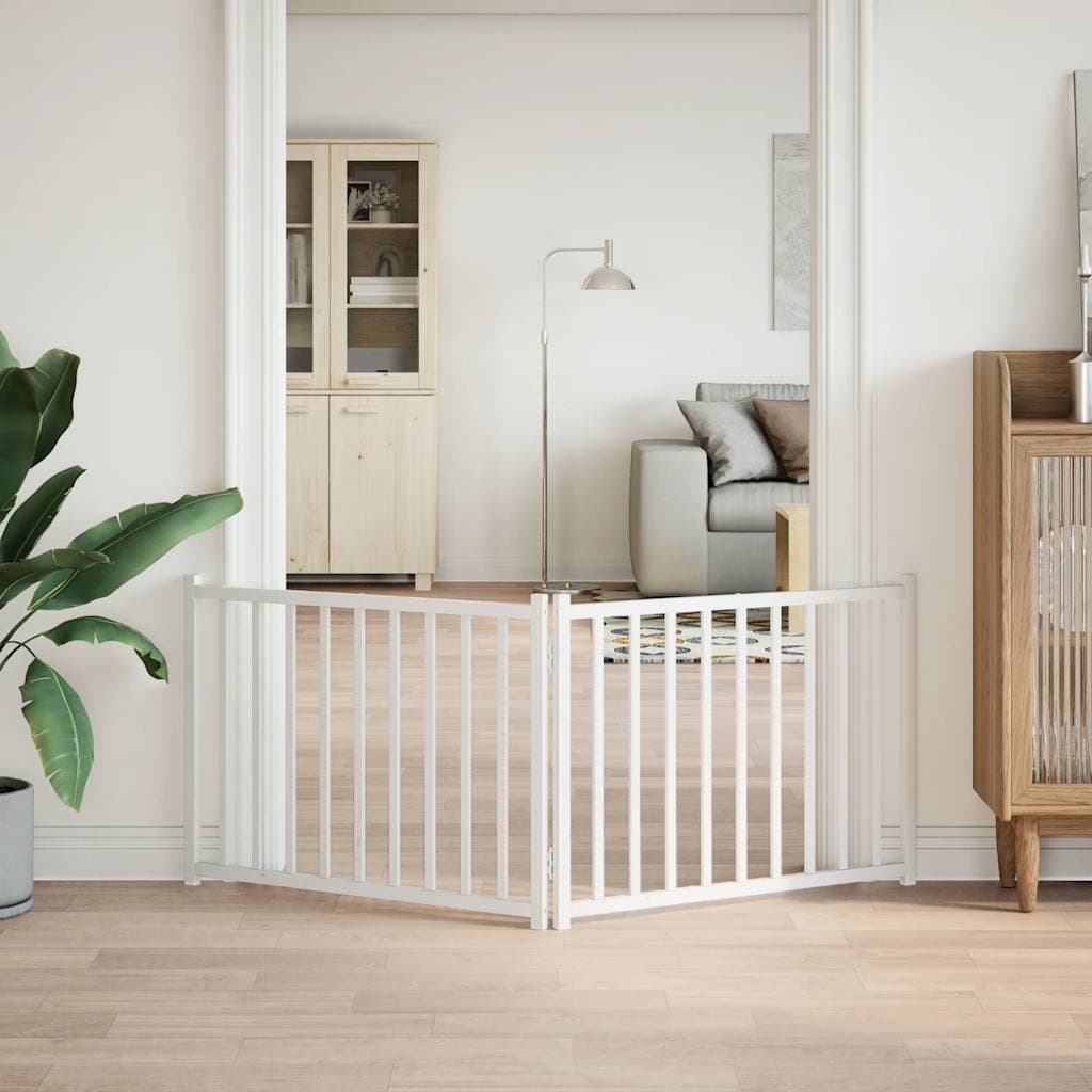 Cancello Cani Pieghevole 2 Pannelli Bianco 160cm Massello Abete — miniatura 3 di 8