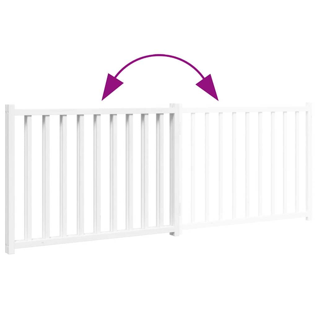 Cancello Cani Pieghevole 2 Pannelli Bianco 160cm Massello Abete — miniatura 6 di 8