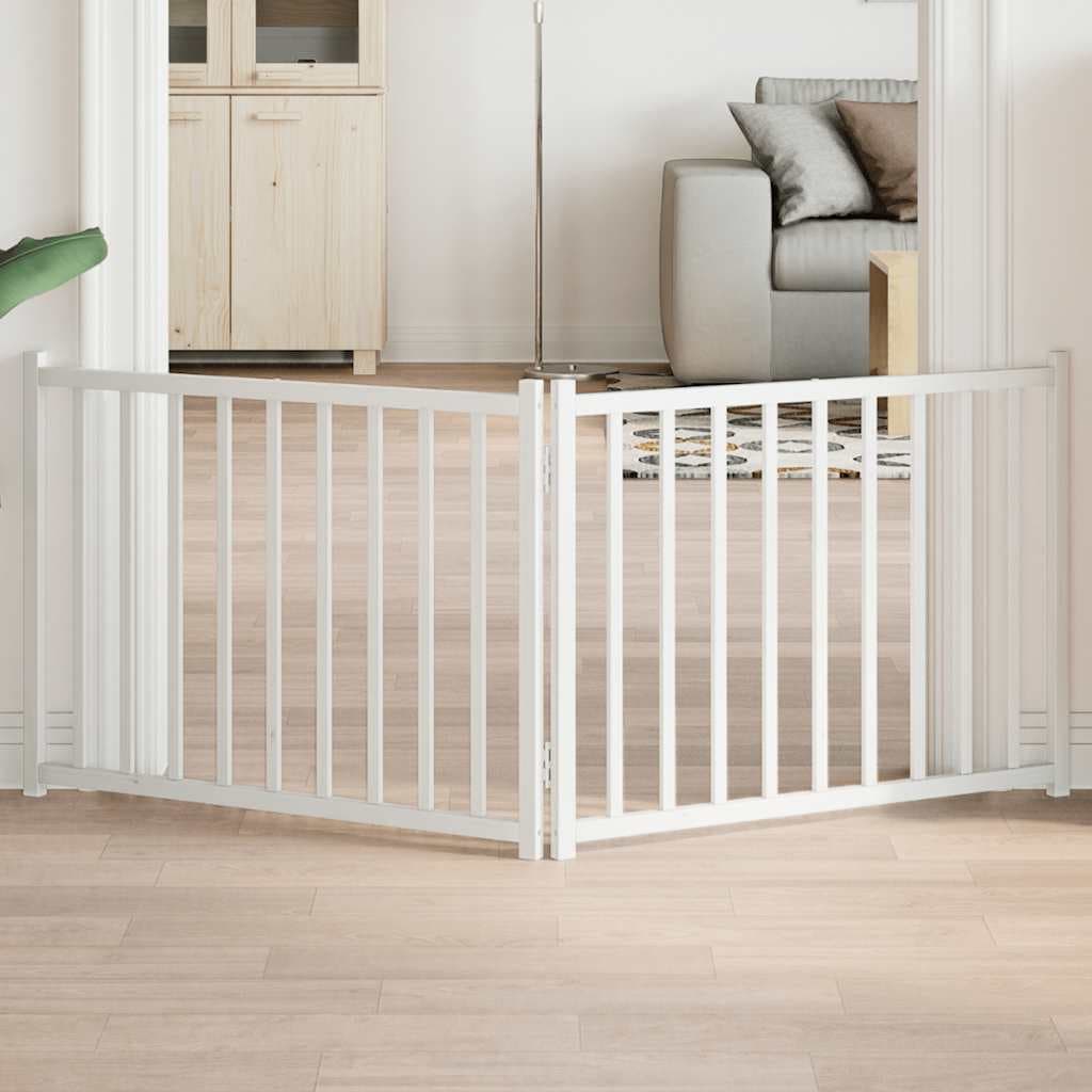 Cancello Cani Pieghevole 2 Pannelli Bianco 160cm Massello Abete — miniatura 1 di 8