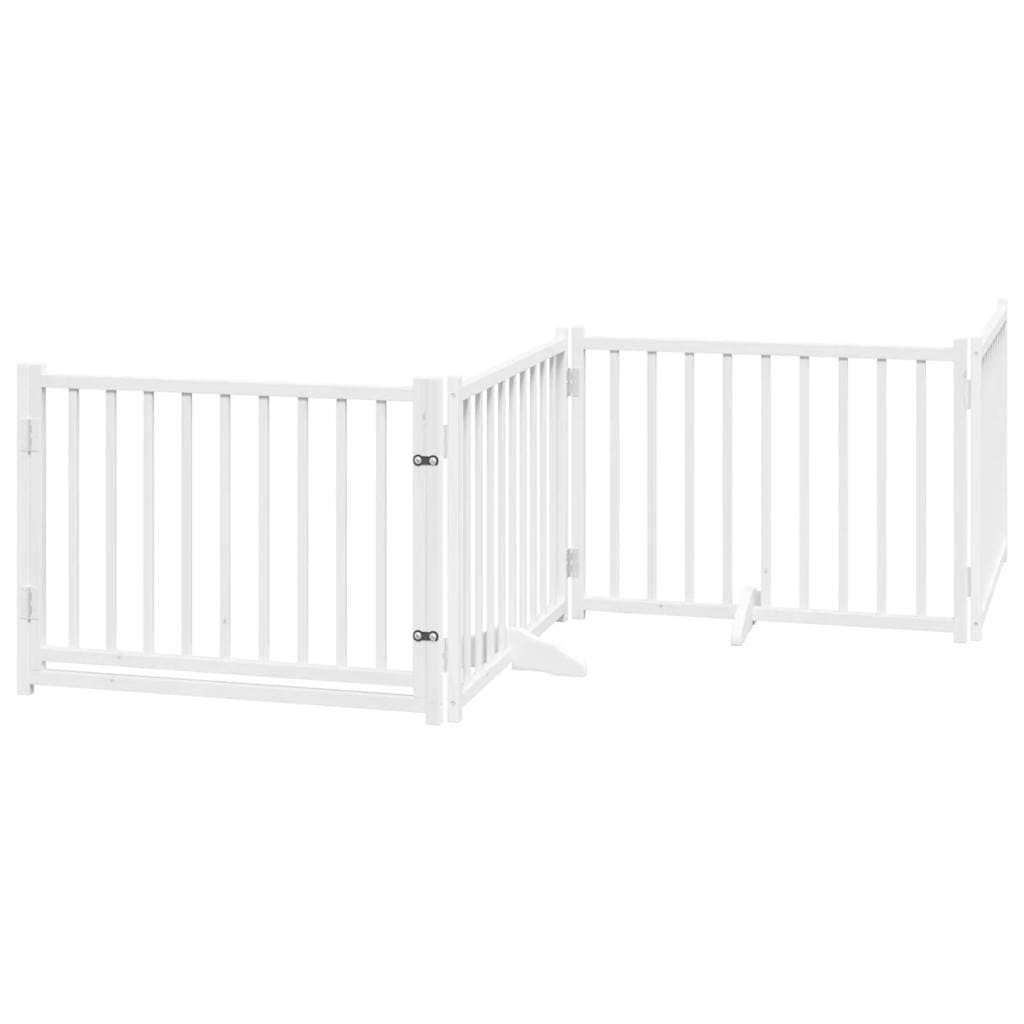Cancello Cani Pieghevole Bianco 4 Pannelli 320cm Massello Abete — miniatura 2 di 10