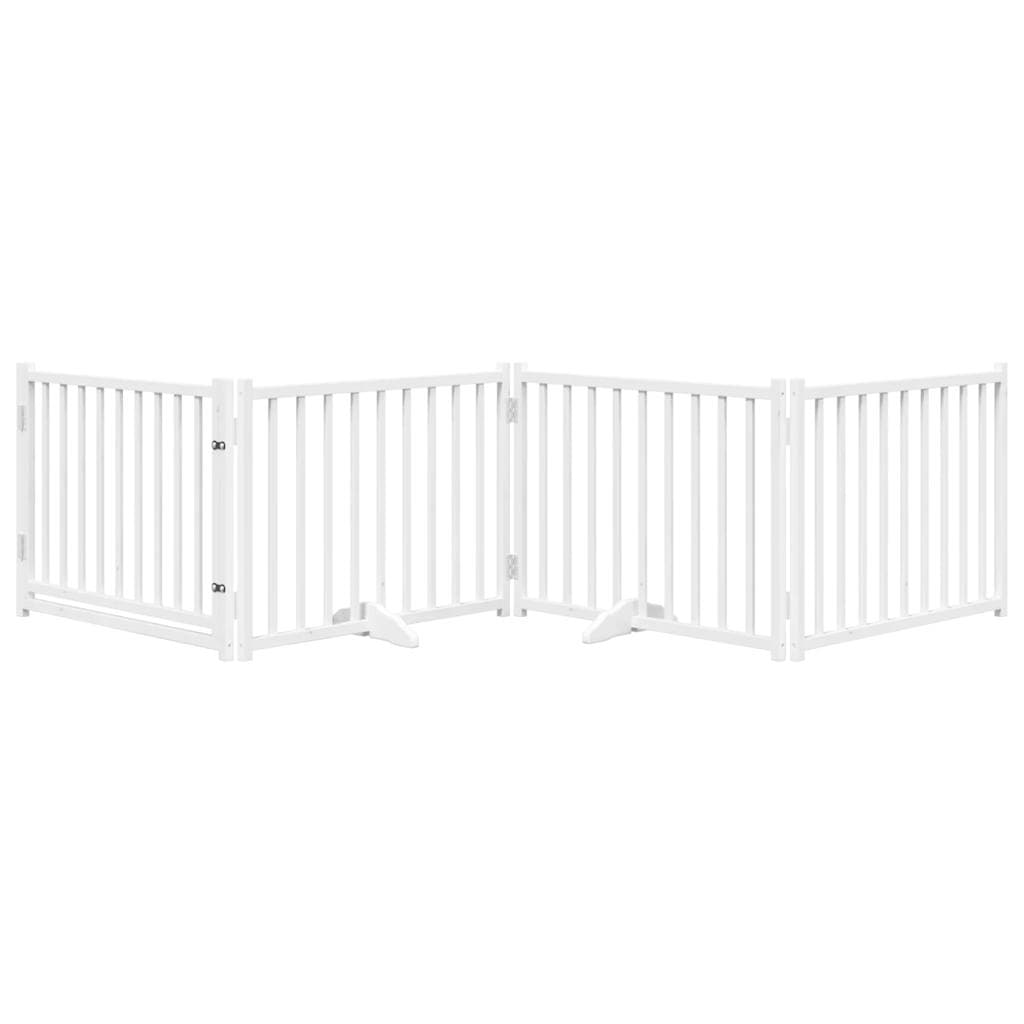 Cancello Cani Pieghevole Bianco 4 Pannelli 320cm Massello Abete — miniatura 3 di 10