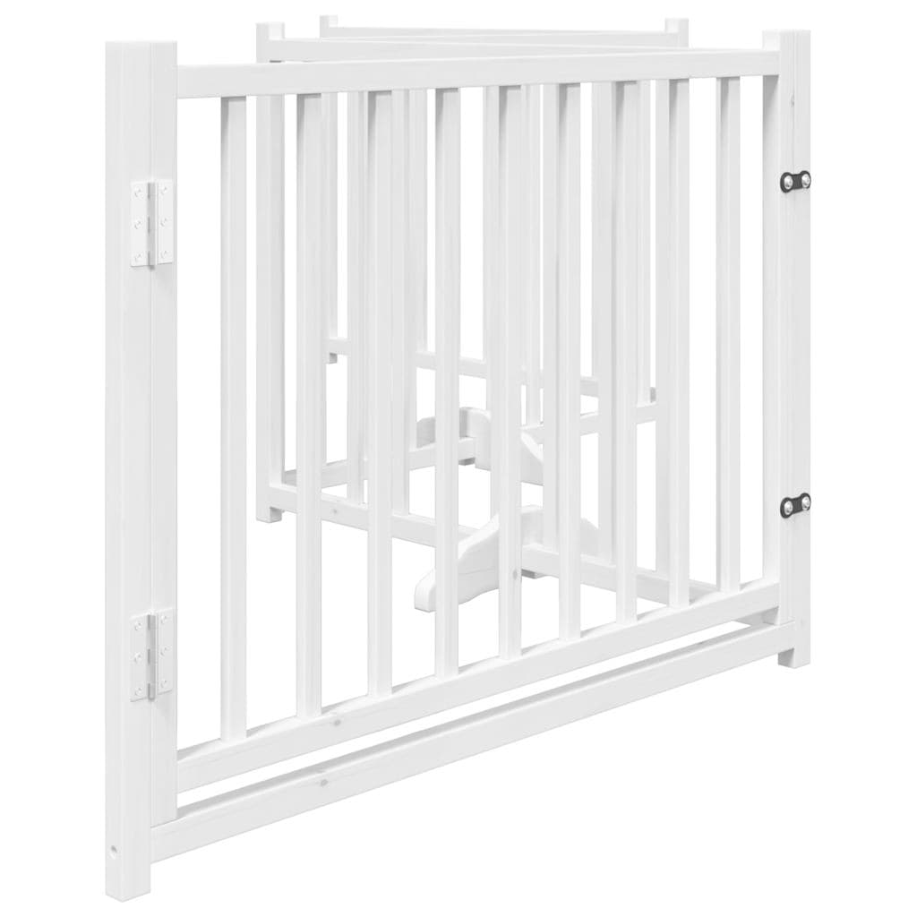 Cancello Cani Pieghevole Bianco 4 Pannelli 320cm Massello Abete — miniatura 4 di 10