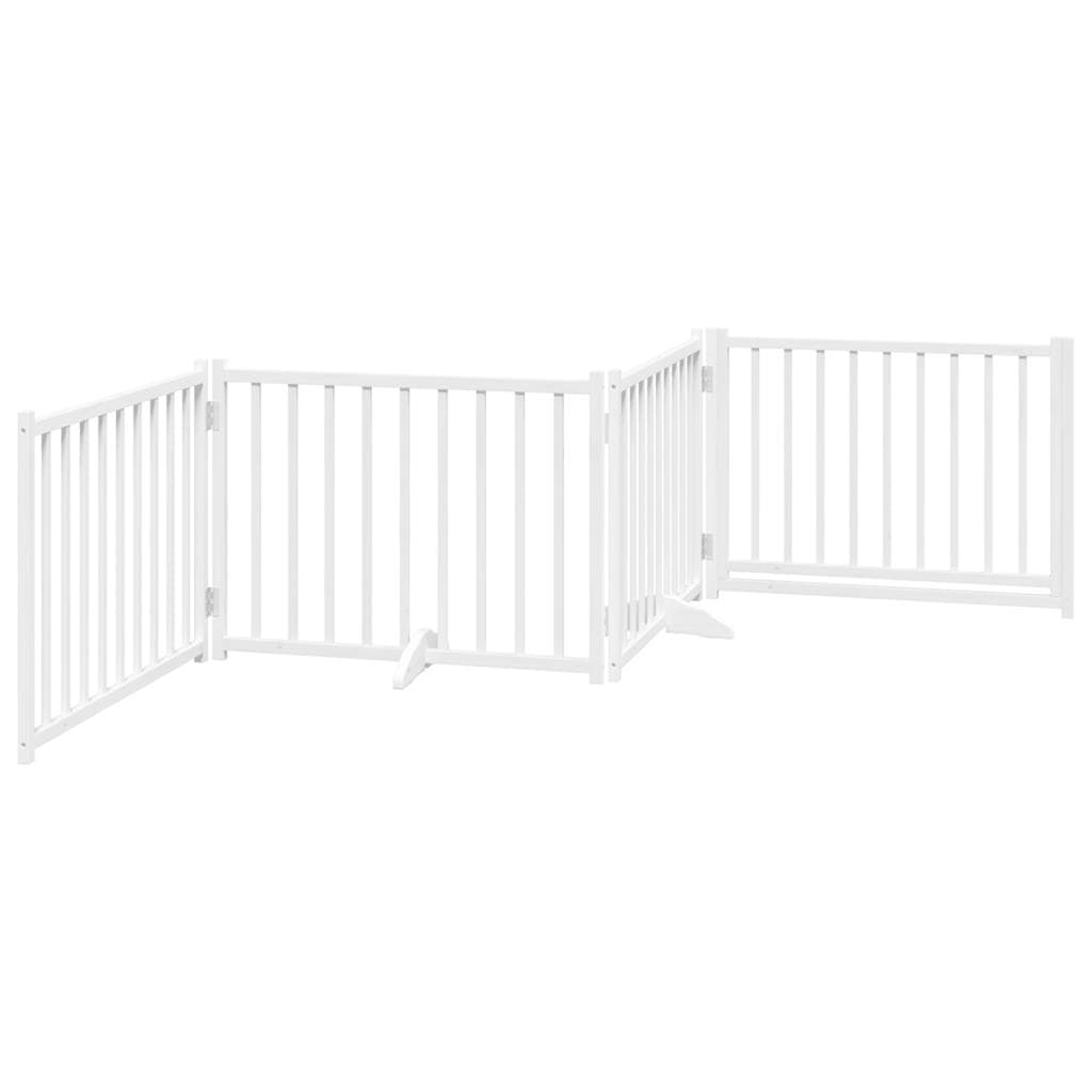 Cancello Cani Pieghevole Bianco 4 Pannelli 320cm Massello Abete — miniatura 5 di 10