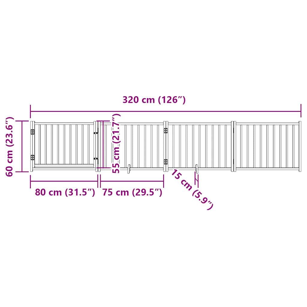 Cancello Cani Pieghevole Bianco 4 Pannelli 320cm Massello Abete — miniatura 10 di 10