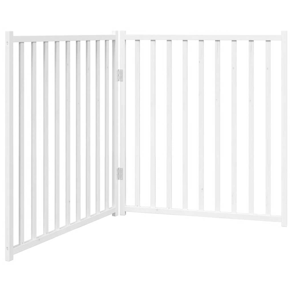 Cancello Cani Pieghevole 2 Pannelli Bianco 160cm Massello Abete — miniatura 2 di 8