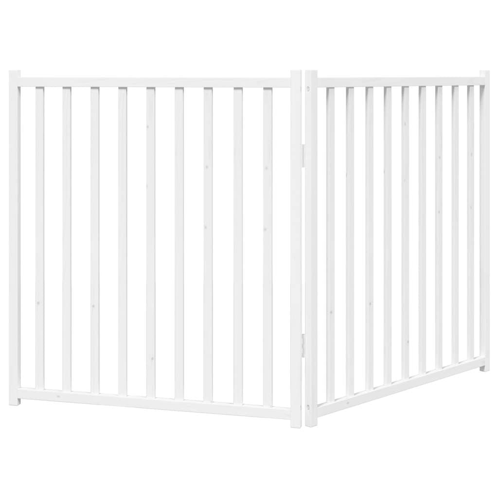 Cancello Cani Pieghevole 2 Pannelli Bianco 160cm Massello Abete — miniatura 5 di 8