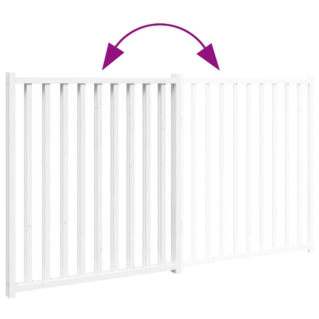 Cancello Cani Pieghevole 2 Pannelli Bianco 160cm Massello Abete — miniatura 6 di 8