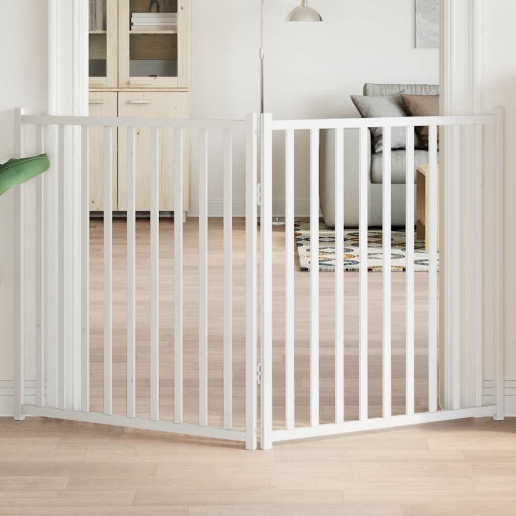 Cancello Cani Pieghevole 2 Pannelli Bianco 160cm Massello Abete — miniatura 1 di 8