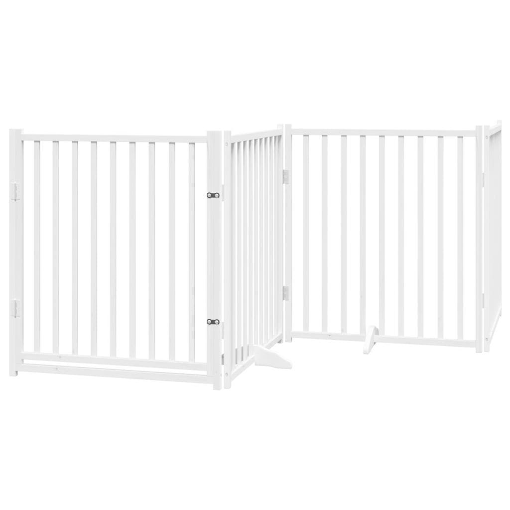 Cancello Cani Pieghevole Bianco 4 Pannelli 320cm Massello Abete — miniatura 2 di 10