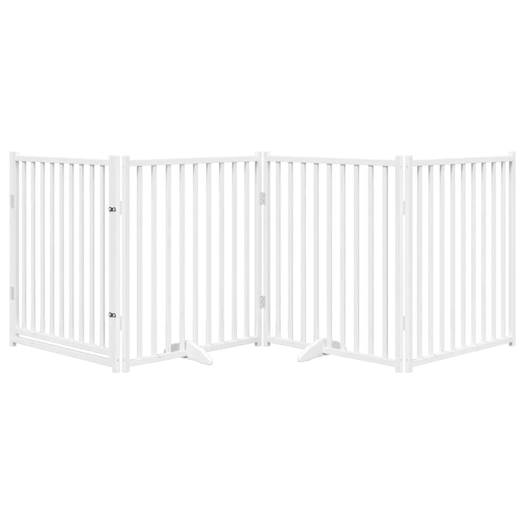 Cancello Cani Pieghevole Bianco 4 Pannelli 320cm Massello Abete — miniatura 3 di 10