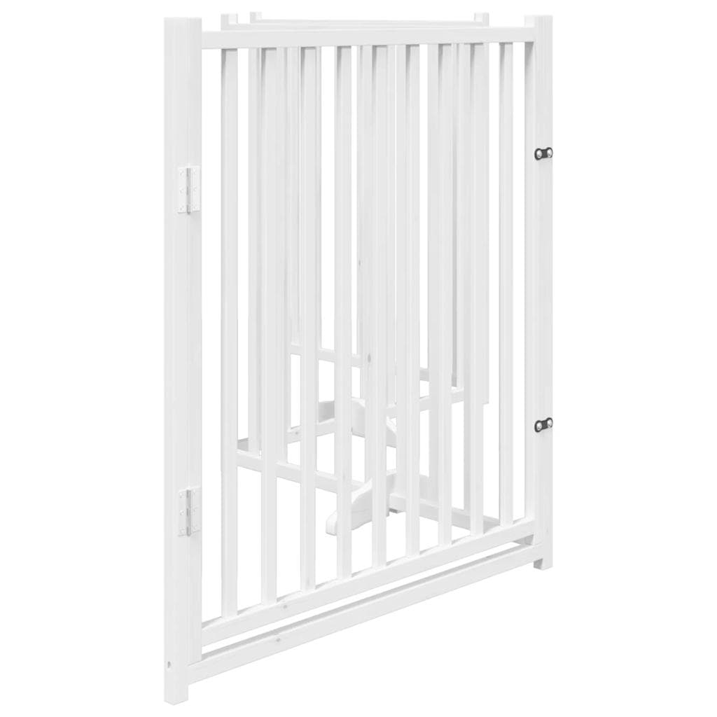 Cancello Cani Pieghevole Bianco 4 Pannelli 320cm Massello Abete — miniatura 4 di 10