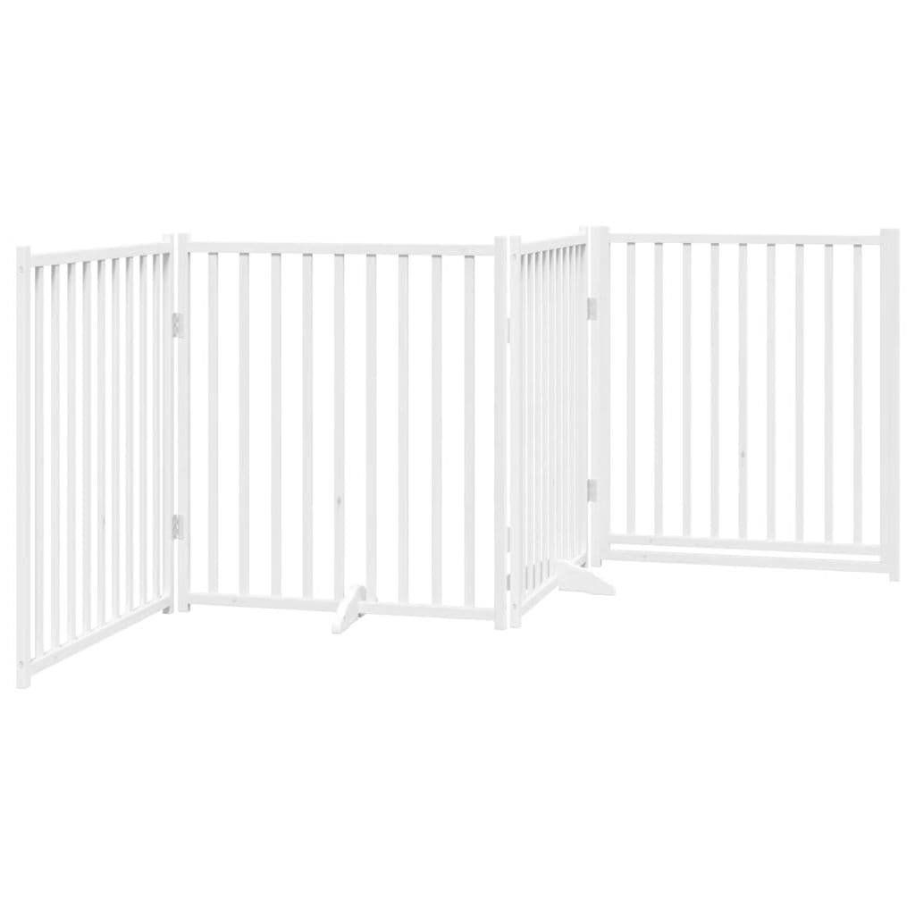 Cancello Cani Pieghevole Bianco 4 Pannelli 320cm Massello Abete — miniatura 5 di 10