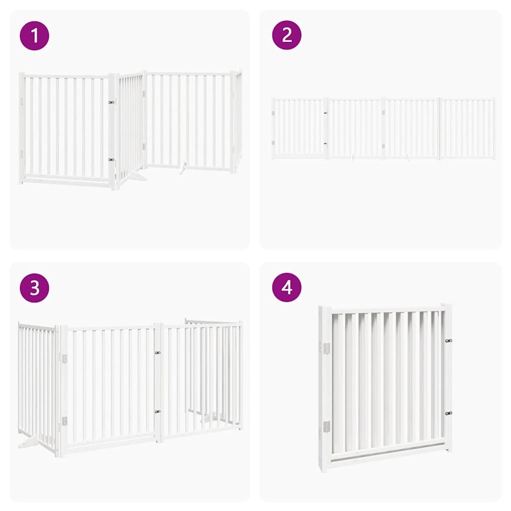 Cancello Cani Pieghevole Bianco 4 Pannelli 320cm Massello Abete — miniatura 6 di 10