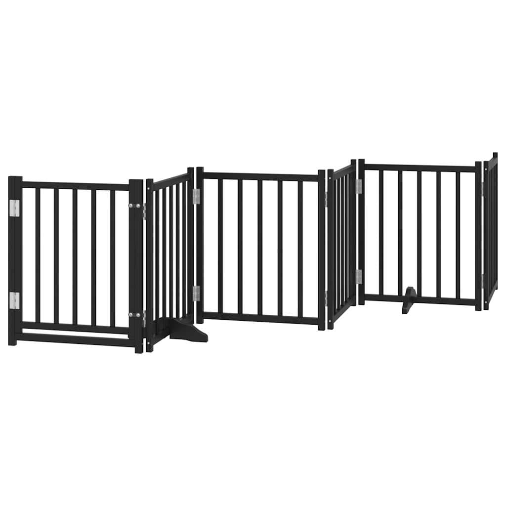 Cancello Cani Pieghevole Nero 6 Pannelli 300 cm Massello Abete — miniatura 2 di 10