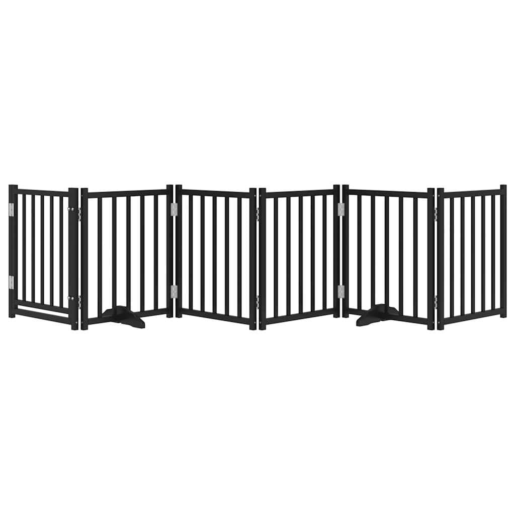Cancello Cani Pieghevole Nero 6 Pannelli 300 cm Massello Abete — miniatura 3 di 10