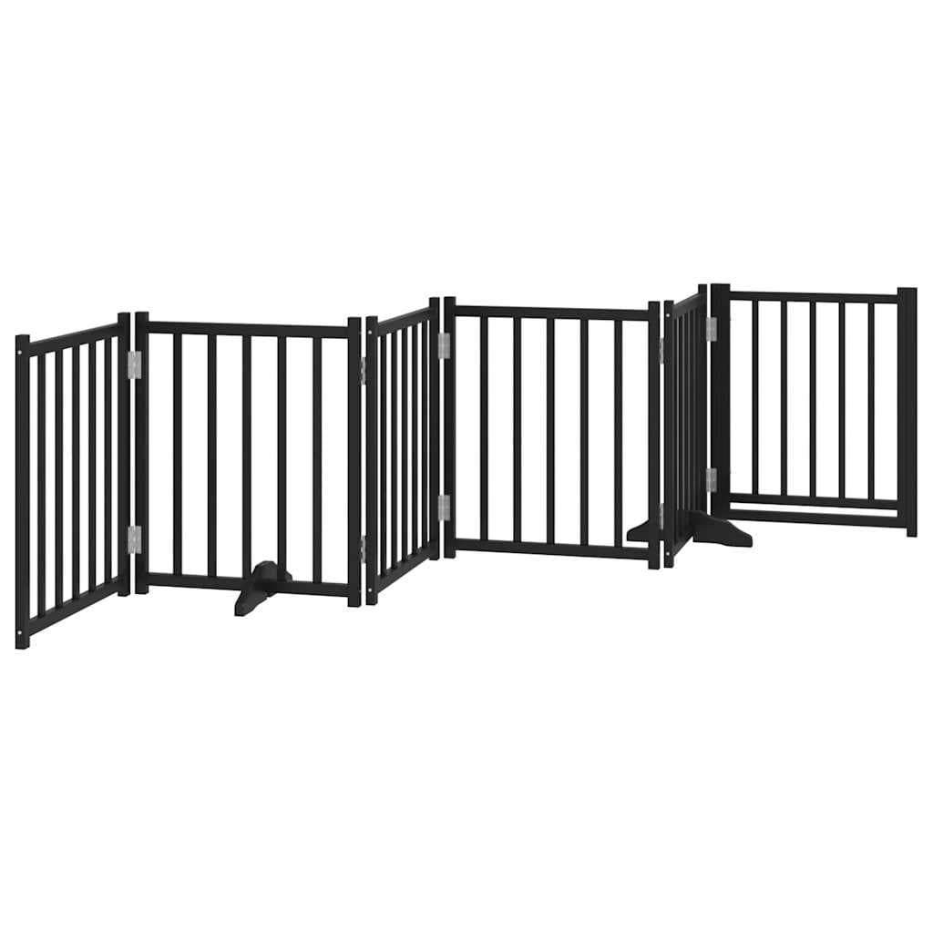 Cancello Cani Pieghevole Nero 6 Pannelli 300 cm Massello Abete — miniatura 5 di 10