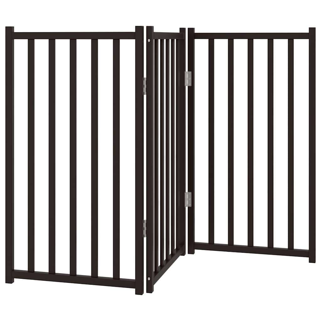 Cancello Cani Pieghevole 3 Pannelli Nero 150 cm Massello Abete — miniatura 2 di 8