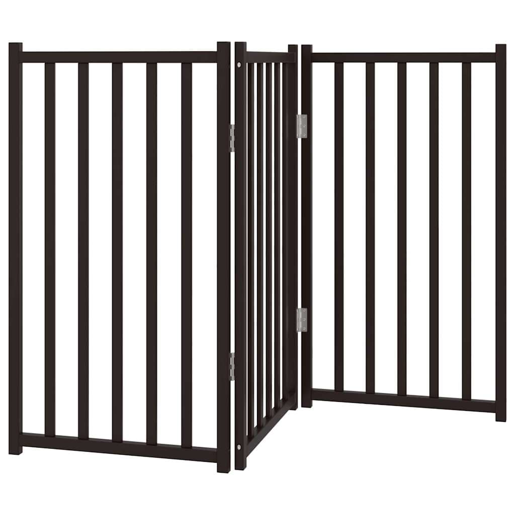 Cancello Cani Pieghevole 3 Pannelli Nero 150 cm Massello Abete — miniatura 5 di 8