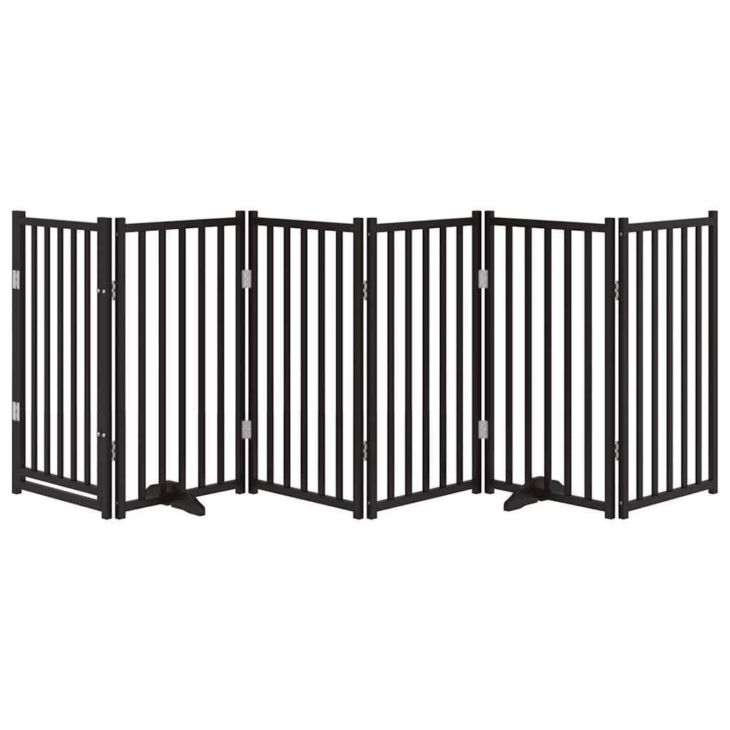 Cancello Cani Pieghevole Nero 6 Pannelli 300 cm Massello Abete — miniatura 3 di 10