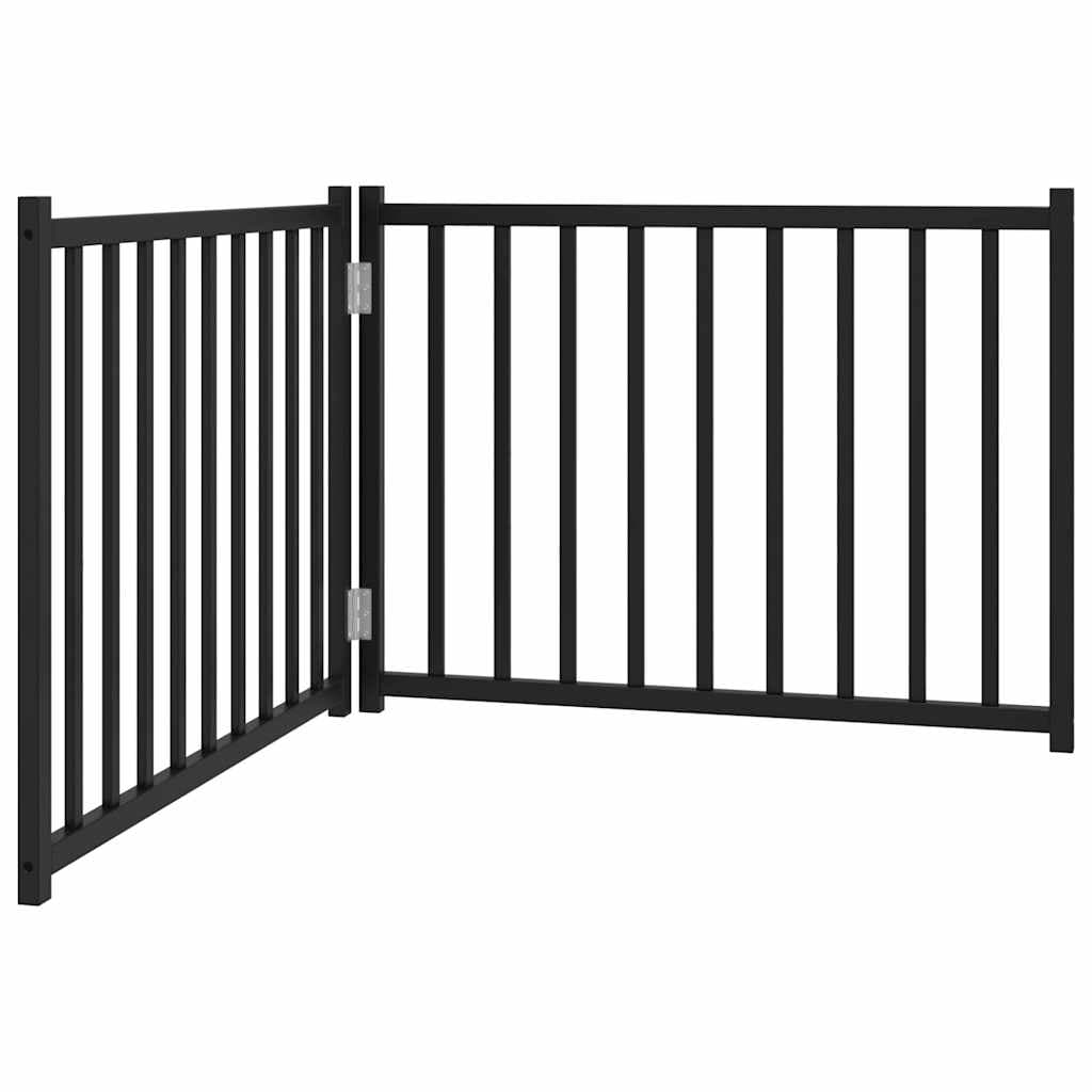 Cancello Cani Pieghevole 2 Pannelli Nero 160 cm Massello Abete — miniatura 2 di 8