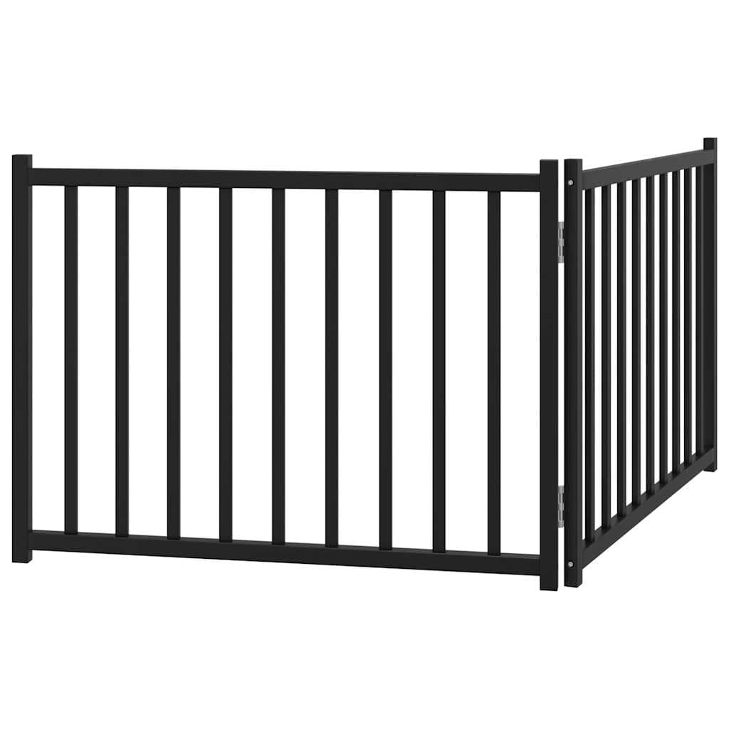 Cancello Cani Pieghevole 2 Pannelli Nero 160 cm Massello Abete — miniatura 5 di 8