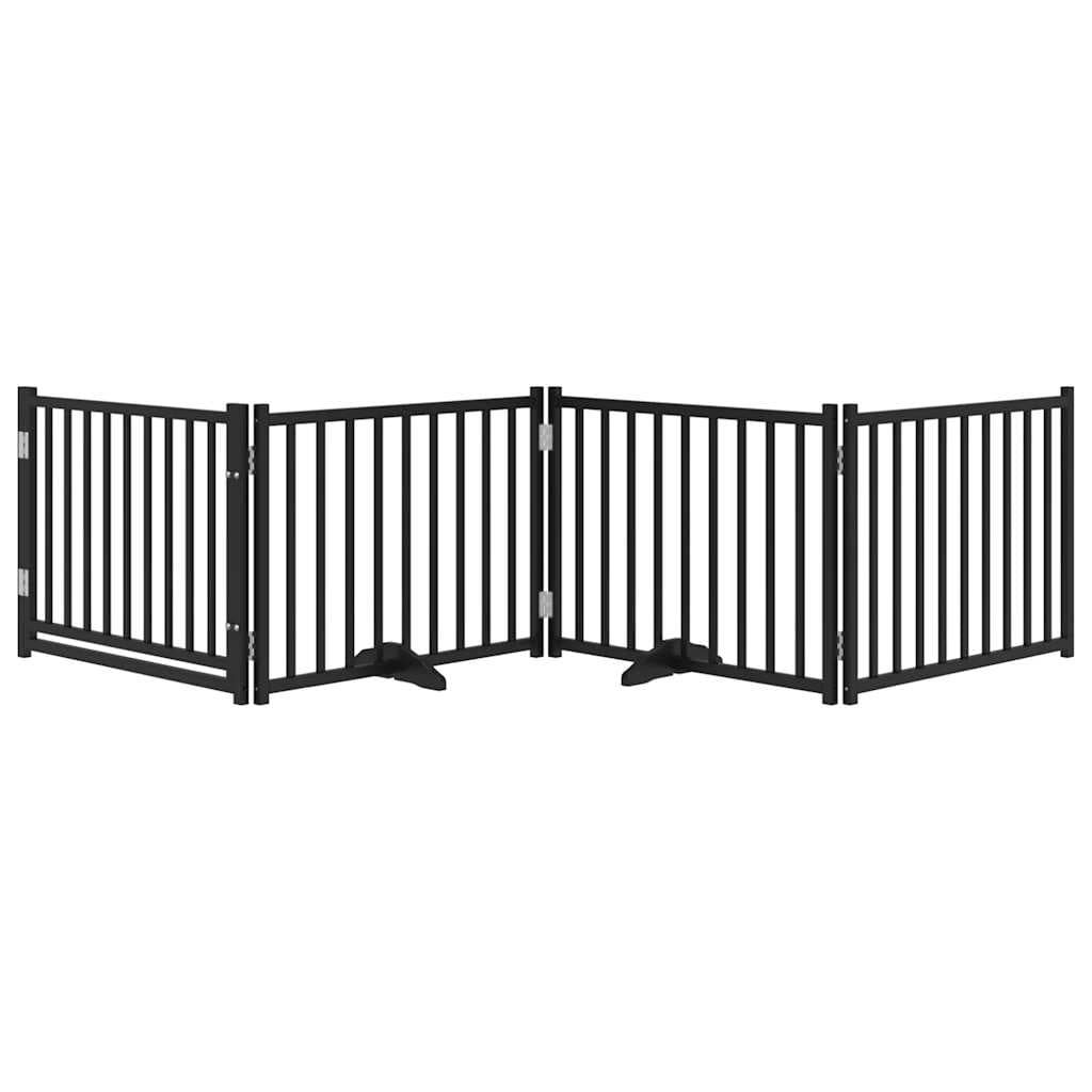 Cancello Cani Pieghevole Nero 4 Pannelli 320 cm Massello Abete — miniatura 3 di 10