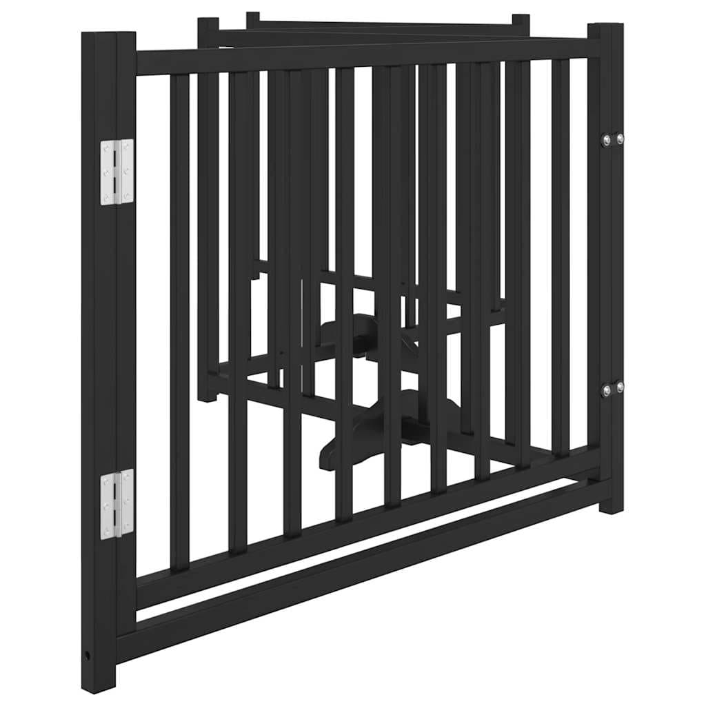 Cancello Cani Pieghevole Nero 4 Pannelli 320 cm Massello Abete — miniatura 4 di 10