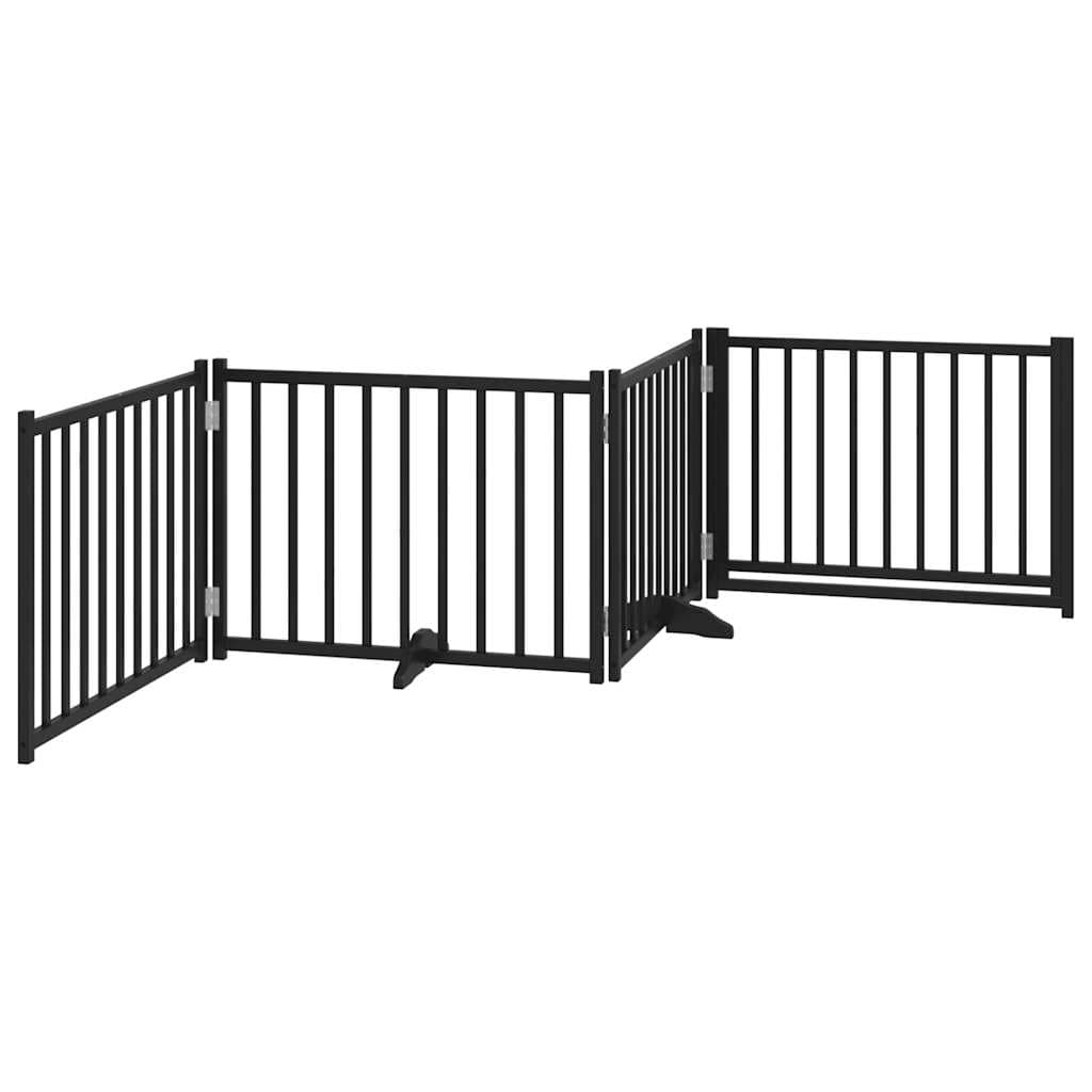 Cancello Cani Pieghevole Nero 4 Pannelli 320 cm Massello Abete — miniatura 5 di 10